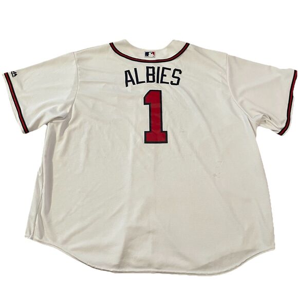 Majestic Cool Base Ozzie Albies #1 Atlanta Braves Men's Size 4XL Jersey MLB - Picture 2 of 12